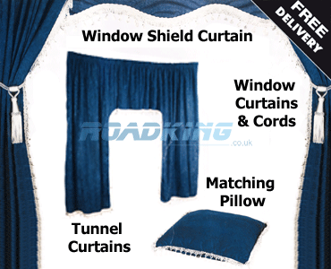 Truck Curtains - Blue and White - Velvet