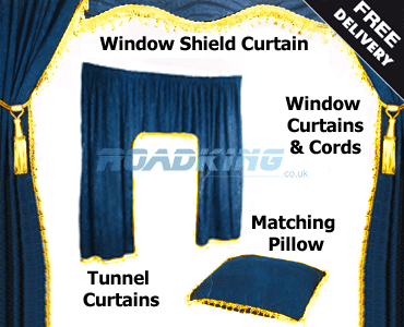Curtains Ideas blue and gold curtains : Truck Curtains - Blue and Gold - Velvet | ROADKING.co.uk