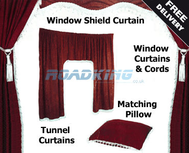 Truck Curtains - Red and White - Velvet