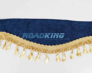 Window Shield with Fringes - Blue and Gold - Velvet
