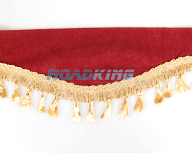 Window Shield with Fringes - Red and Gold - Velvet