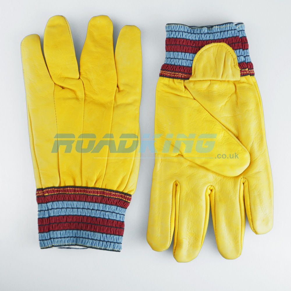 Leather Driving Gloves | Yellow | Knitted Wrist