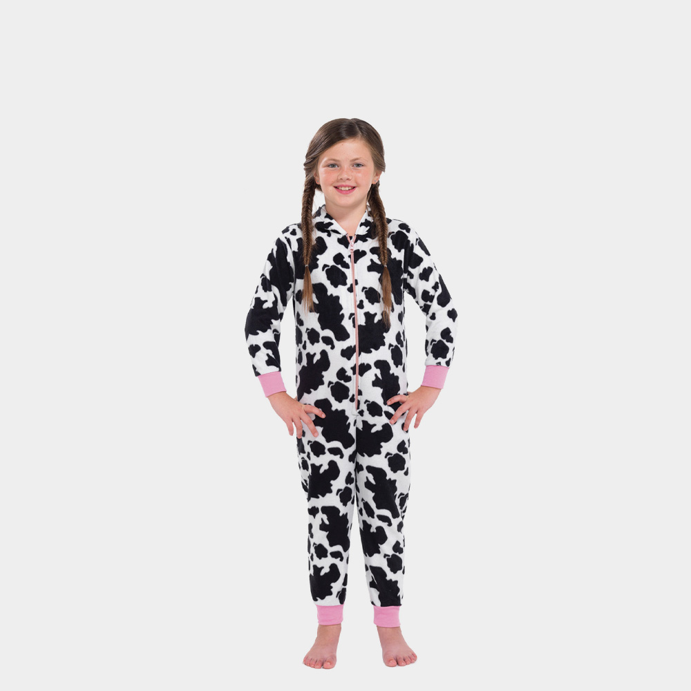 Girls Cow Hooded Cotton Onesie | All In One | Age 10-11