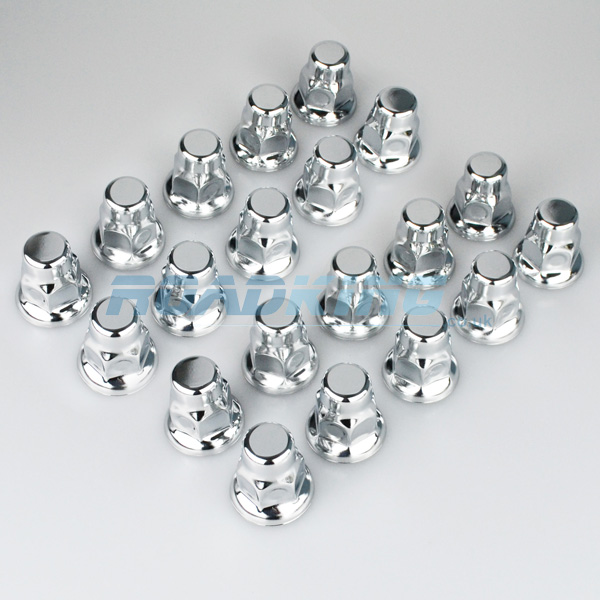 Chrome Truck Wheel Nut Covers 20x 32mm ROADKING.co.uk