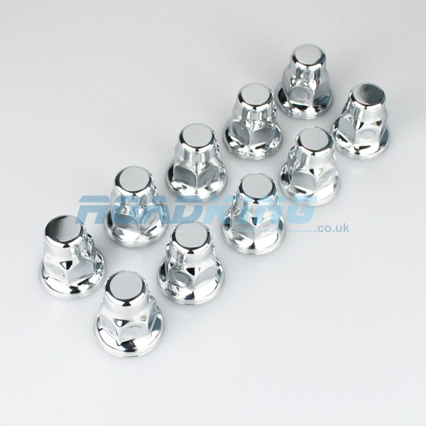 Chrome Truck Wheel Nut Covers 10x 32mm ROADKING.co.uk