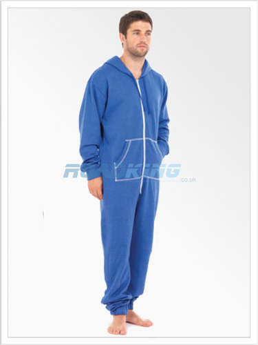 Mens Plain Hooded Onesie | All In One Blue