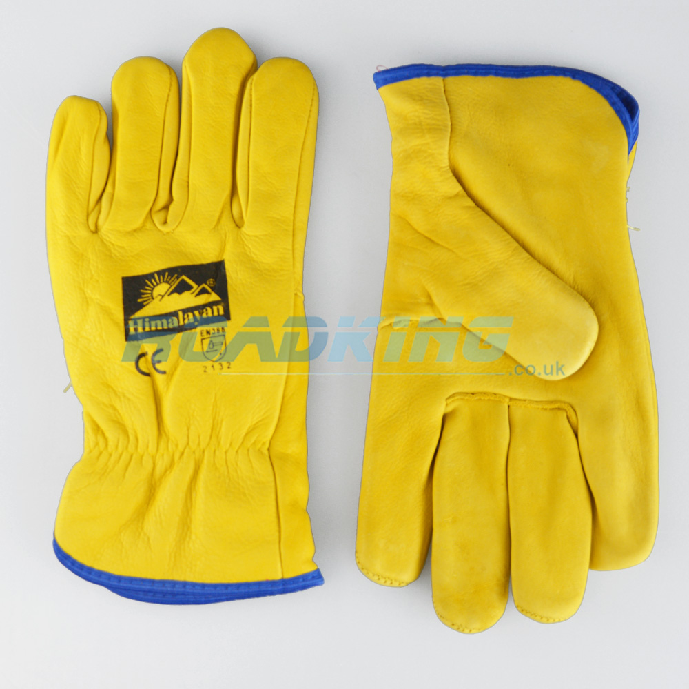 Leather Driving Gloves | Blue Trim Felt Lined | Size 9