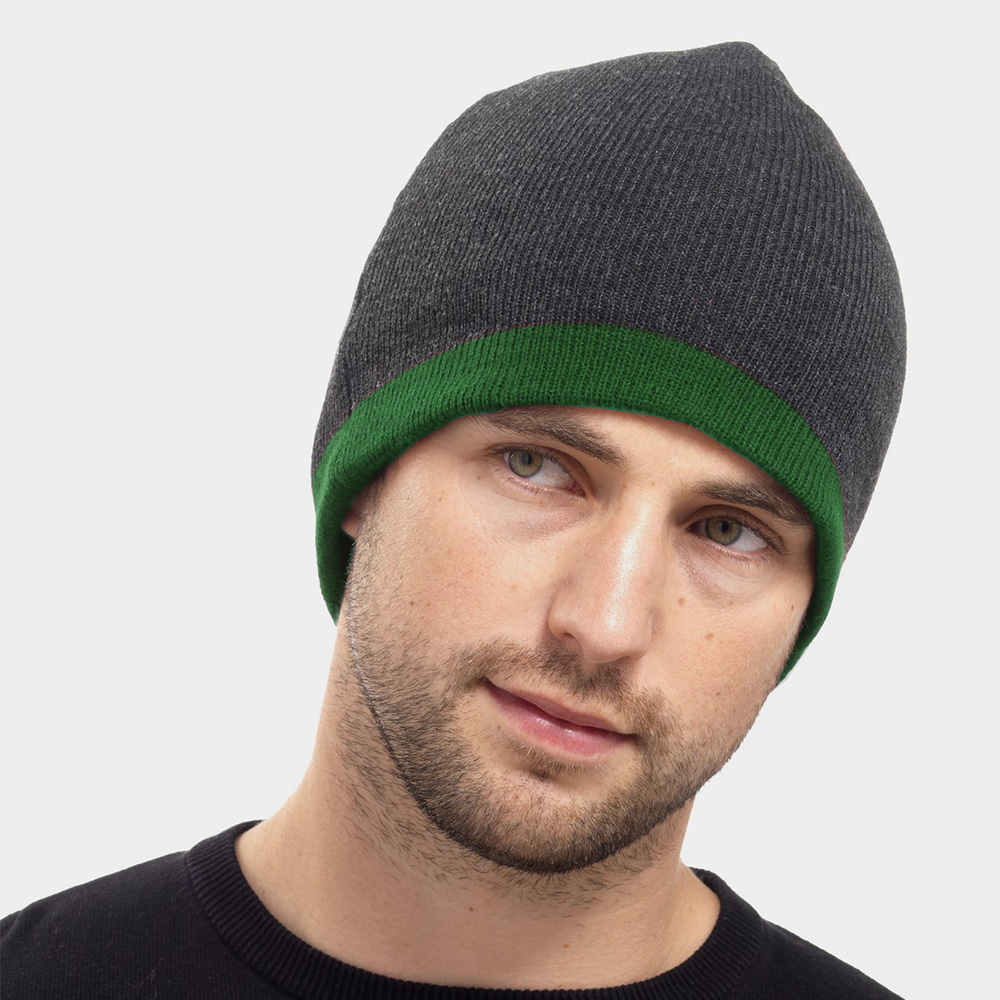 Reversible Beanie Hat | Grey & Green | ROADKING.co.uk