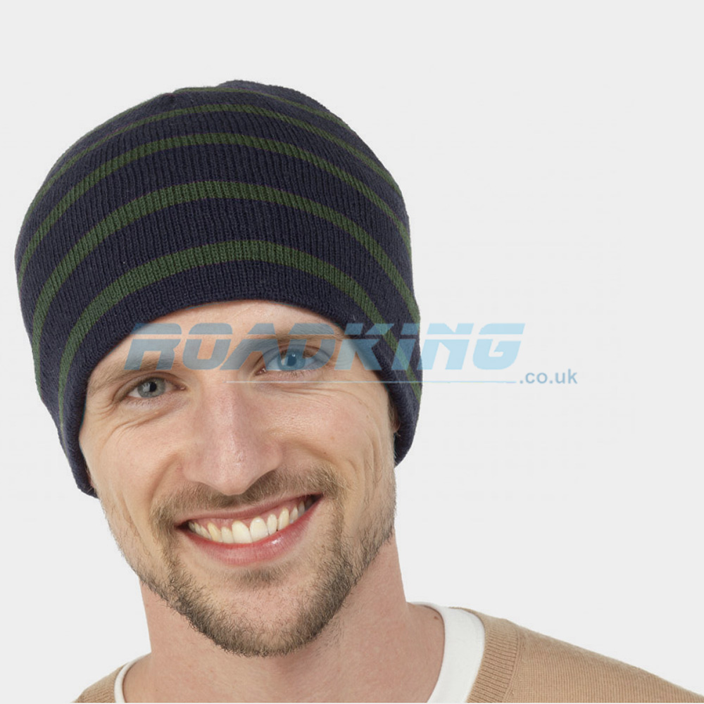 Striped Beanie Hat - Blue/Green