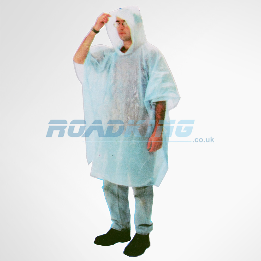 Wet Weather Poncho | Plastic Disposable or Re-Useable | One Size Fits All