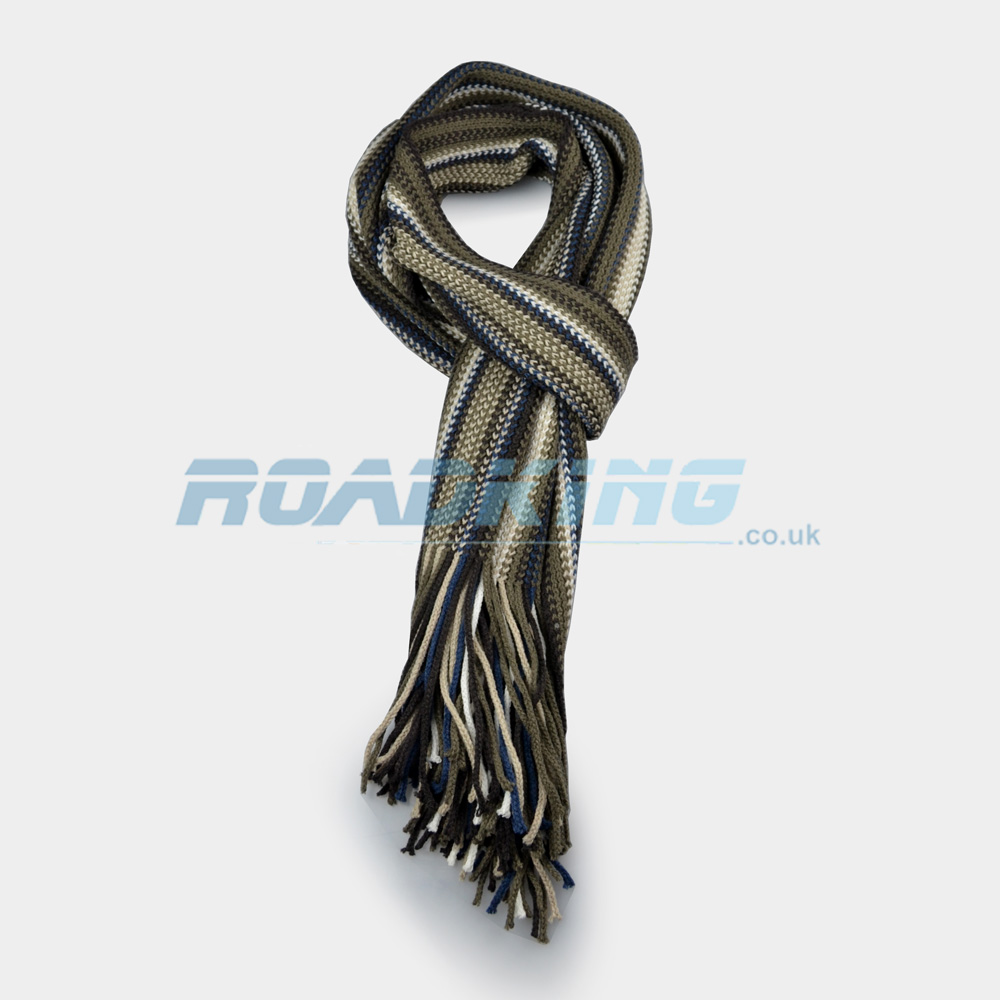 Mens Striped Scarf | Brown, White, Beige & Blue