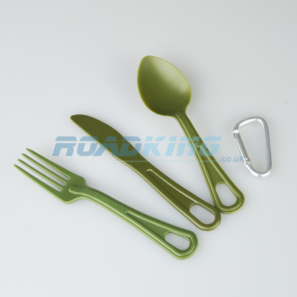 Polycarbonate Camping Cutlery Set Army Green ROADKING.co.uk