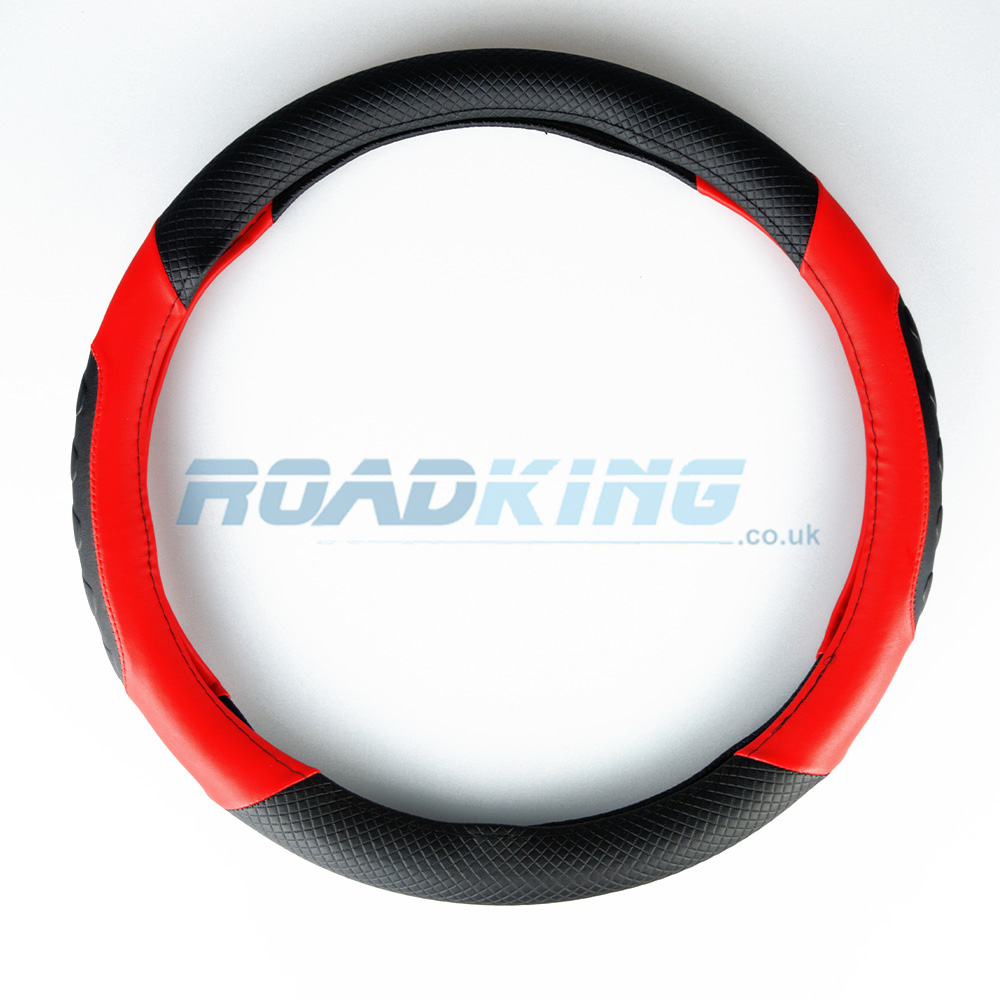 Truck Steering Wheel Cover | Black & Red | 44-46cm