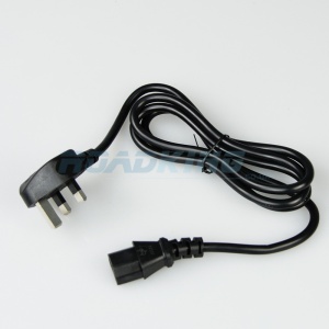 UK 3 Pin Plug Mains Power Lead | Black  | 1.5m